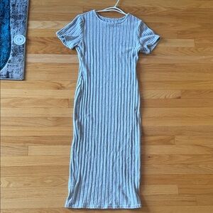 Gray Ribbed Knit Dress